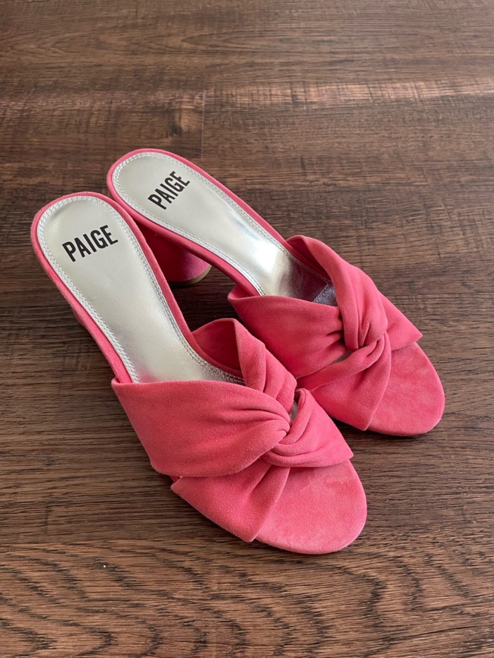 PAIGE Coral Pink Knotted Slide Sandals